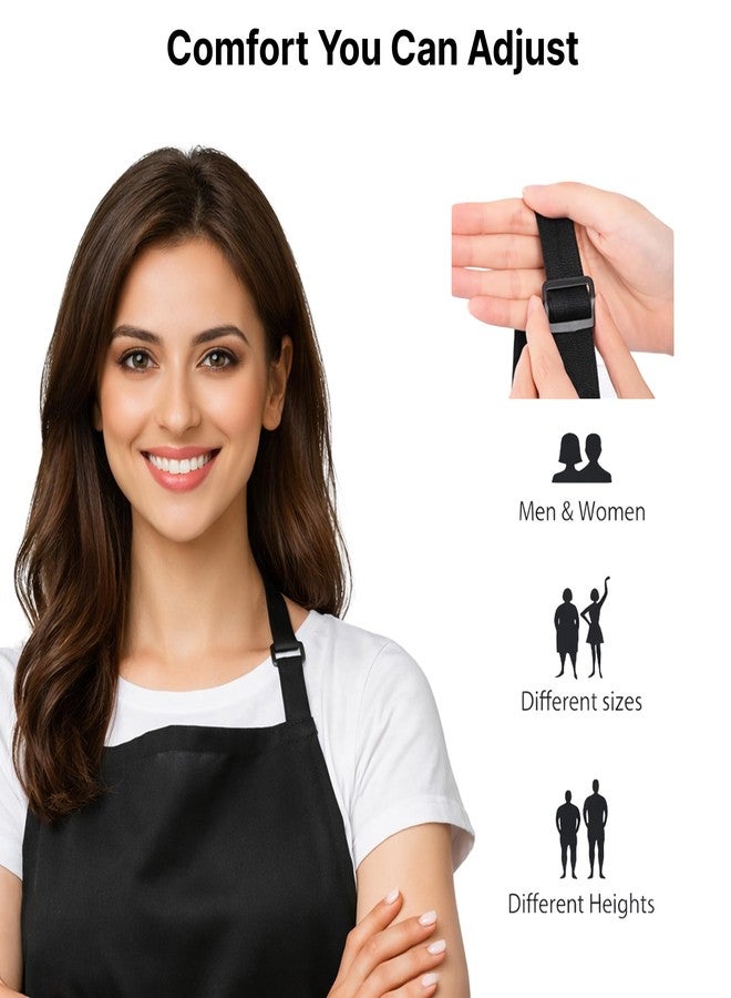 uniformer Adjustable Waterproof Apron for Men and Women | Durable & Stylish for Kitchen, Restaurant, Cafes | Ideal for Chefs, Bakers & Home Cooks | Easy to Clean | Unisex Design (Black_Pack of 2) - Image 2