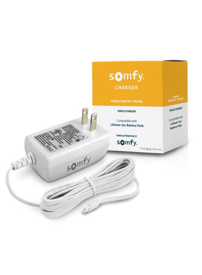 Somfy Charger for V2 Wirefree Motors – Powers External Battery Pack – Compatible with Sonesse 30/40 & Altus 28 – 3-Pin Connector – LED Indicator – 6-Foot Cable – #9025166 - Image 1