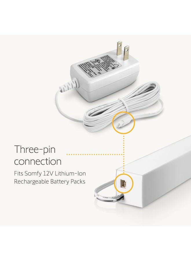 Somfy Charger for V2 Wirefree Motors – Powers External Battery Pack – Compatible with Sonesse 30/40 & Altus 28 – 3-Pin Connector – LED Indicator – 6-Foot Cable – #9025166 - Image 2
