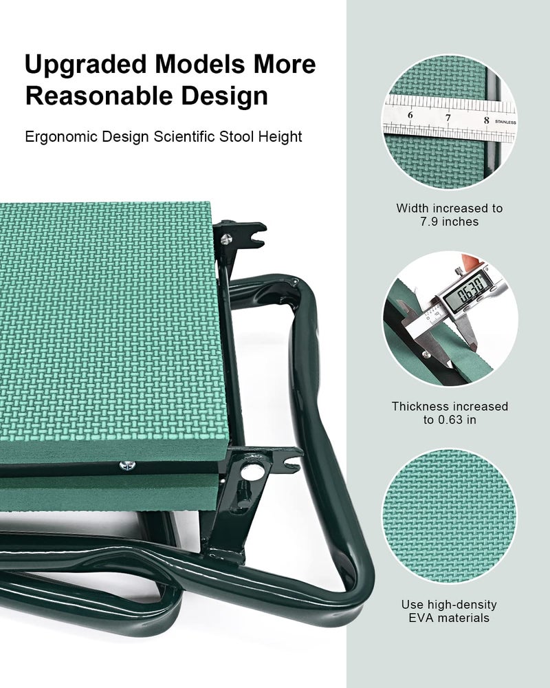KVR Garden Kneeler and Seat Heavy Duty, Upgraded Widened and Thickened Gardening Stools for Seniors, Foldable Gardening Bench Ergonomic Design, Effective Relief of Knee and Back Pain, Gift for Gardeners - Image 2