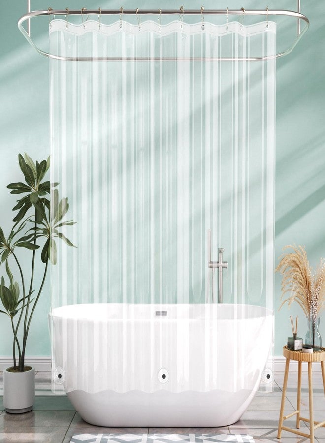 AmazerBath Camper Shower Curtain Liner, 72x65 Clear Shower Curtain Liner, Waterproof Plastic Shower Liner, Lightweight PEVA Shower Curtain for Bathroom with 3 Magnets and 12 Rustproof Metal Grommets - Image 1