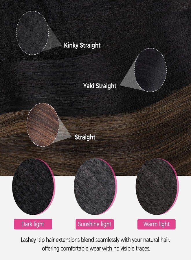 Lashey I Tip Hair Extensions Human Hair Natural Black 18 Inch Kinky Straight 50g 50s Pre Bonded I Tips for Women - Image 5