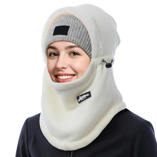 Clothclose Fleece Balaclava Winter Warm Ski Mask for Men and Women Breathable Face Mask Thermal Neck Warmer Windproof Hooded Scarf Cold Weather, Beige - Image 1