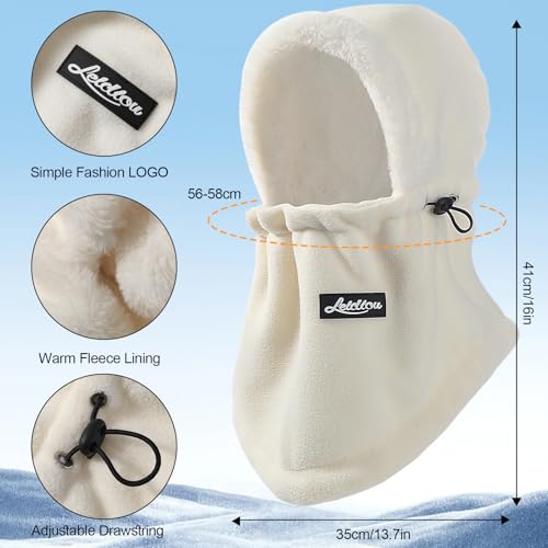 Clothclose Fleece Balaclava Winter Warm Ski Mask for Men and Women Breathable Face Mask Thermal Neck Warmer Windproof Hooded Scarf Cold Weather, Beige - Image 4