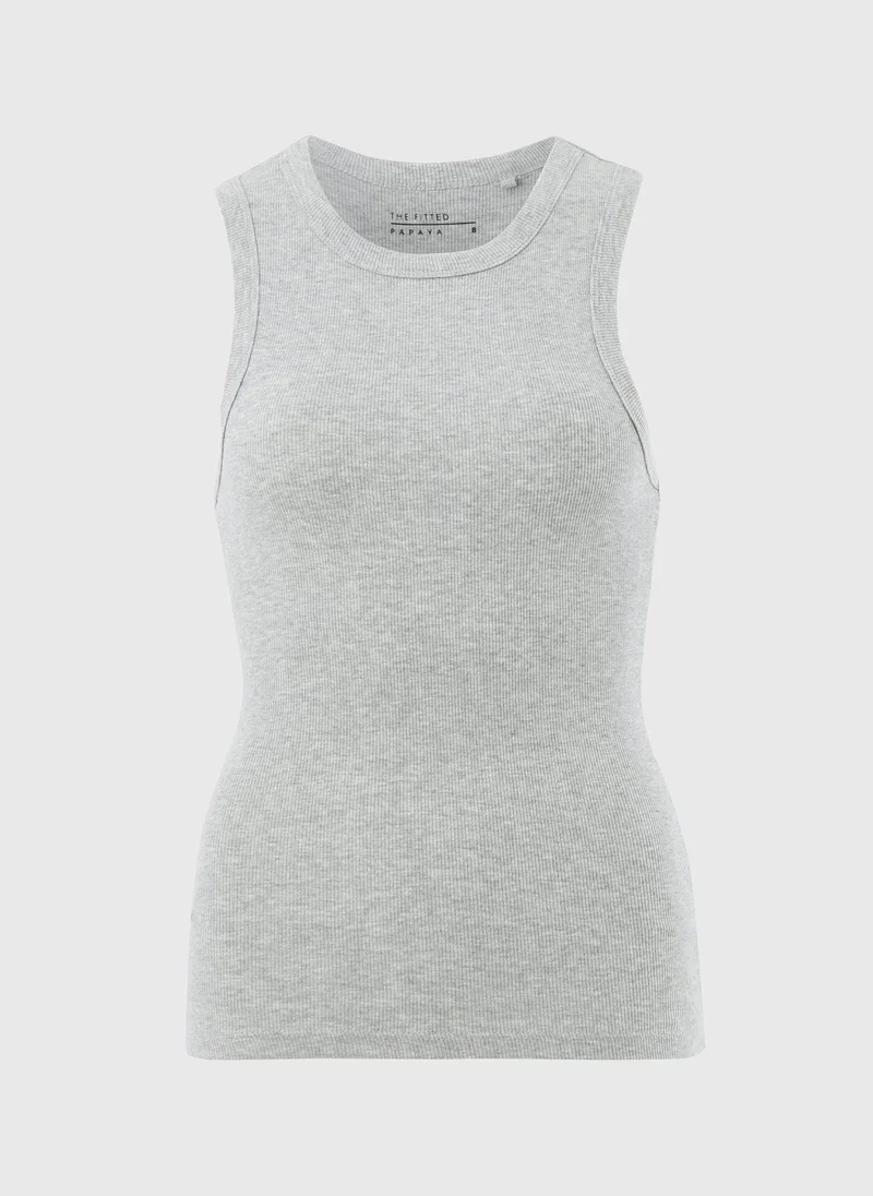 ماتلان Grey Marl Ribbed High Neck Vest Top