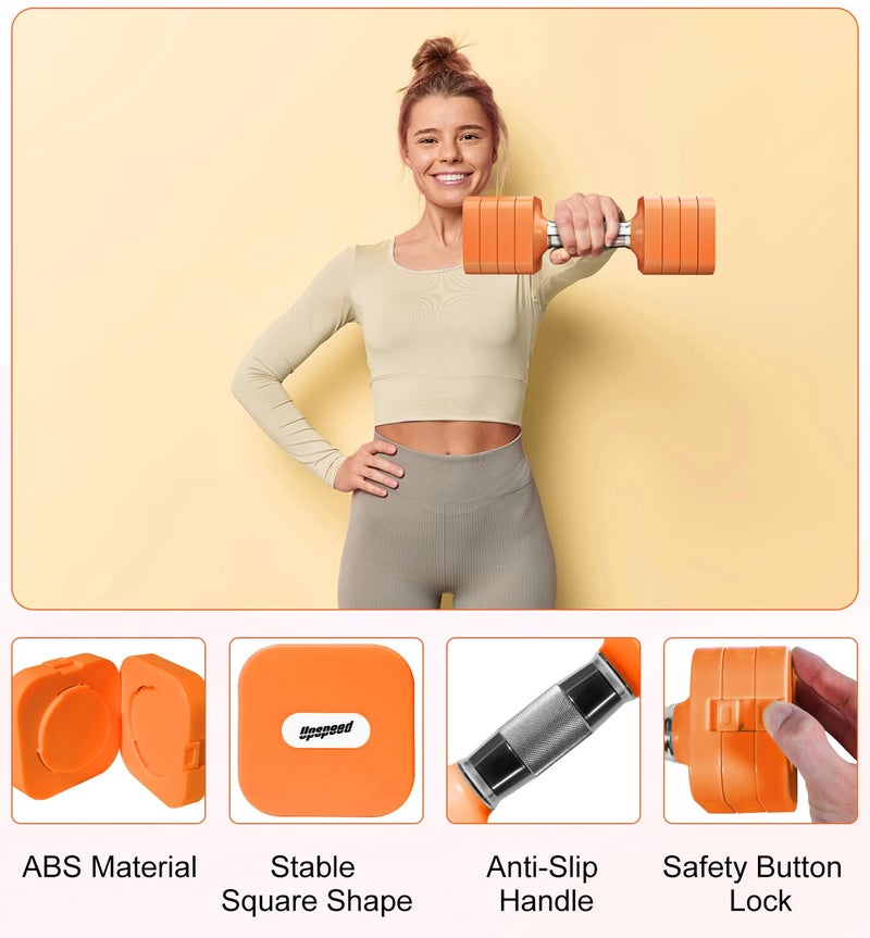 Upspeed Adjustable Dumbbell Set 20 LBS, 4 in 1 Free Weights Dumbbells Set for Women Men Hand Weights Sets Adjust Dumbbell Weight Sets for Home Gym Workout Strength Training Exercise Equipments, Orange - Image 4