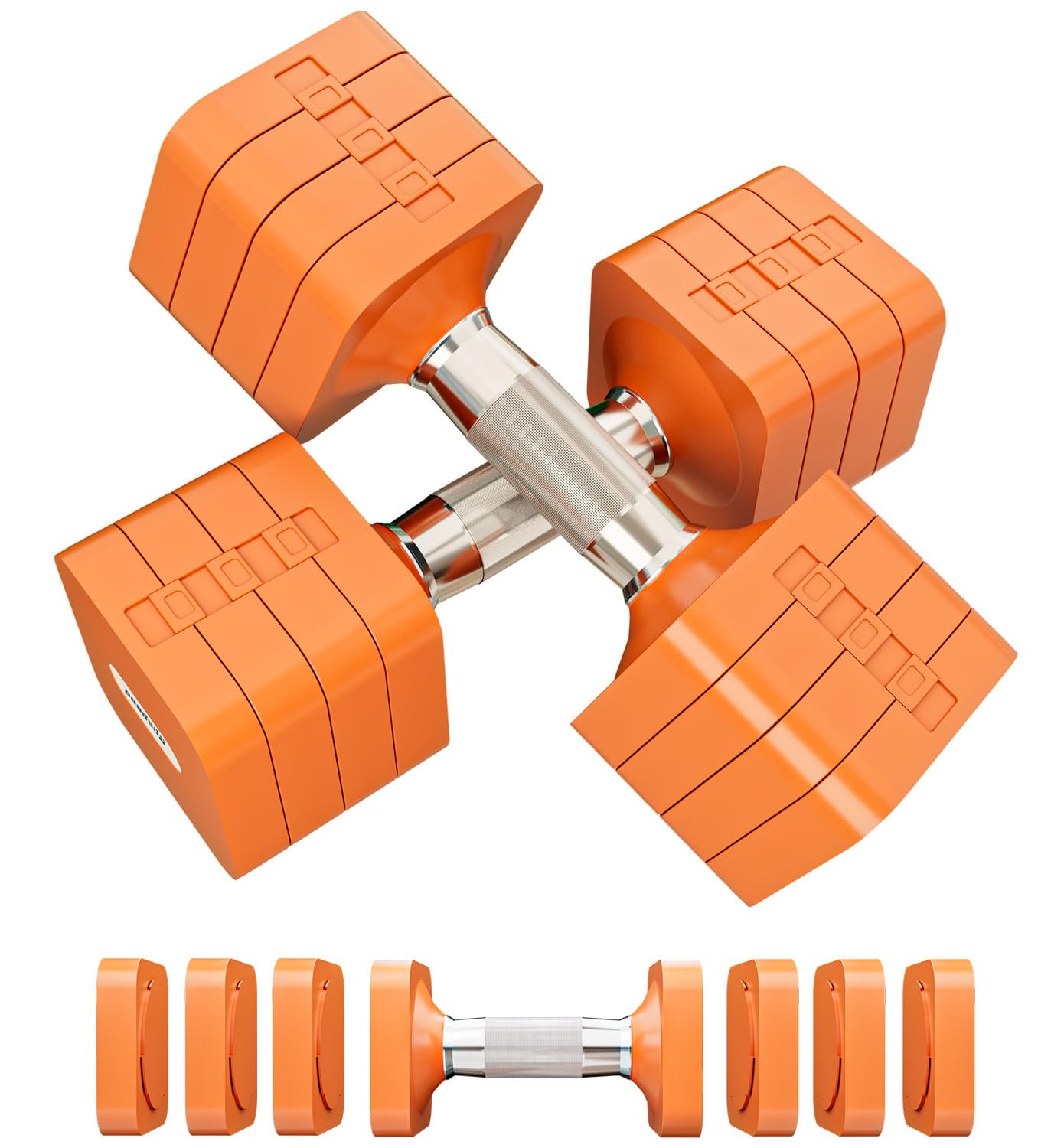 Adjustable Dumbbell Set 20 LBS, 4 in 1 Free Weights Dumbbells Set for Women Men Hand Weights Sets Adjust Dumbbell Weight Sets for Home Gym Workout Strength Training Exercise Equipments, Orange