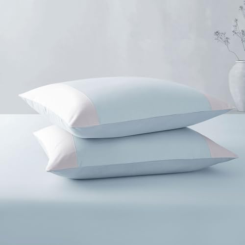 Spread Spain® Botanic Cotton 550 Thread Count Super King Size Bedsheet (108x108) with 2 Pillow Covers (18x27) - Sky Blue - Image 5