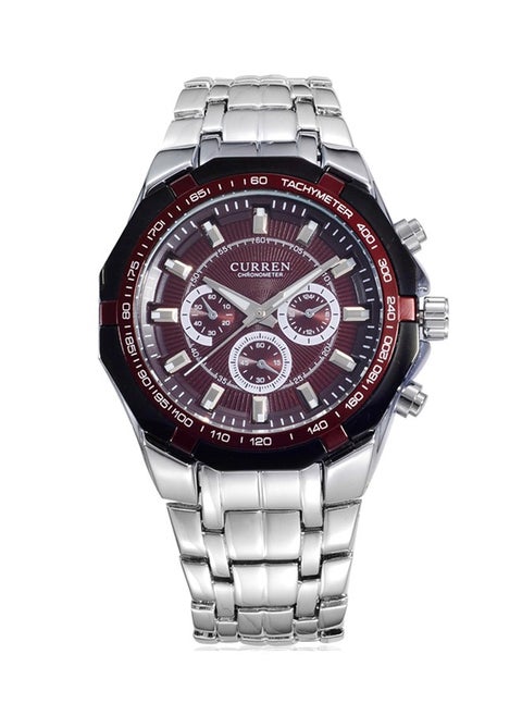 Water Resistant Analog Wrist Watch 8084 - 43 mm -Silver