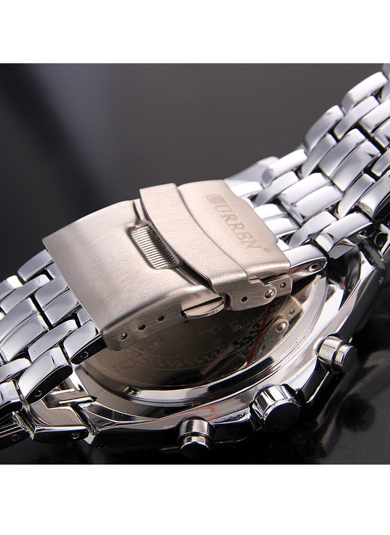 Water Resistant Analog Wrist Watch 8084 - 43 mm -Silver