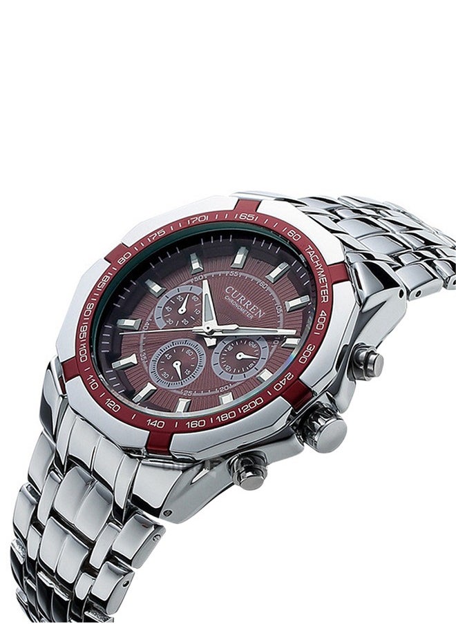 Water Resistant Analog Wrist Watch 8084 - 43 mm -Silver