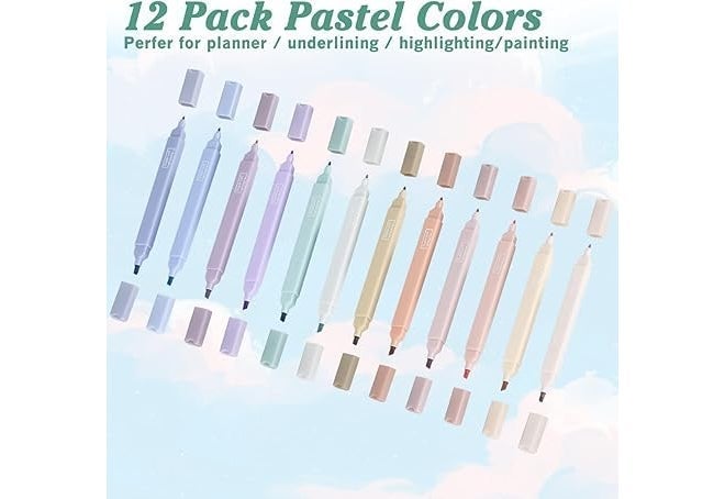 MS Export 12Pcs Aesthetic Cute Highlighters, Bible Pastel markers and Pens, No-Bleed School Supplies and Office Journal DIY Home (Two Side Highlighters Pen) birthday return gifts for kids - Image 5