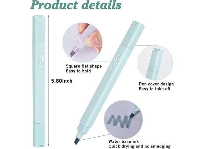 MS Export 12Pcs Aesthetic Cute Highlighters, Bible Pastel markers and Pens, No-Bleed School Supplies and Office Journal DIY Home (Two Side Highlighters Pen) birthday return gifts for kids - Image 3