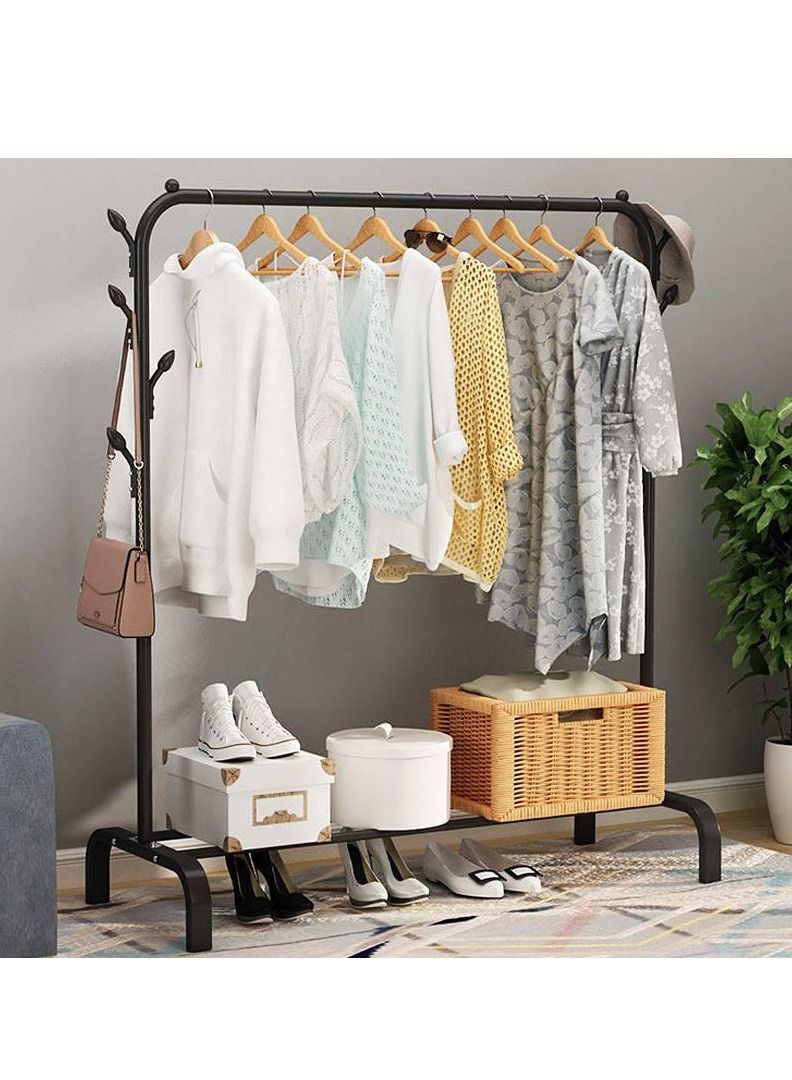 Cloth rack cloth stand Clothes Hanger Stand Clothes clothes hanger Dryer Rail with 8pcs Branch Hook Bottom Storage 110cm Length Large Space for Shoes Clothes Jacket Umbrella Hats Scarf Handbags - Image 3
