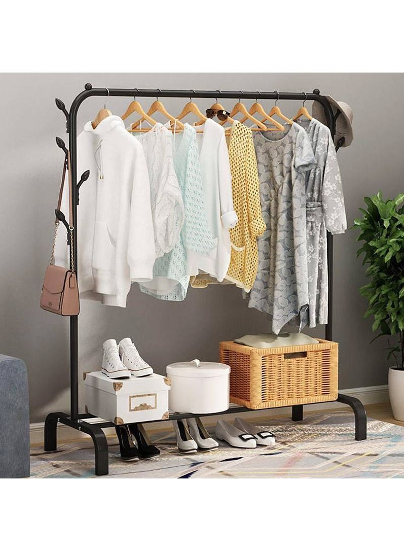 Cloth rack cloth stand Clothes Hanger Stand Clothes clothes hanger Dryer Rail with 8pcs Branch Hook Bottom Storage 110cm Length Large Space for Shoes Clothes Jacket Umbrella Hats Scarf Handbags - Image 2