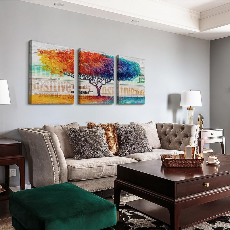 Lapremoly Abstract Color Tree Canvas Wall Art - 3 Piece Set - Image 2