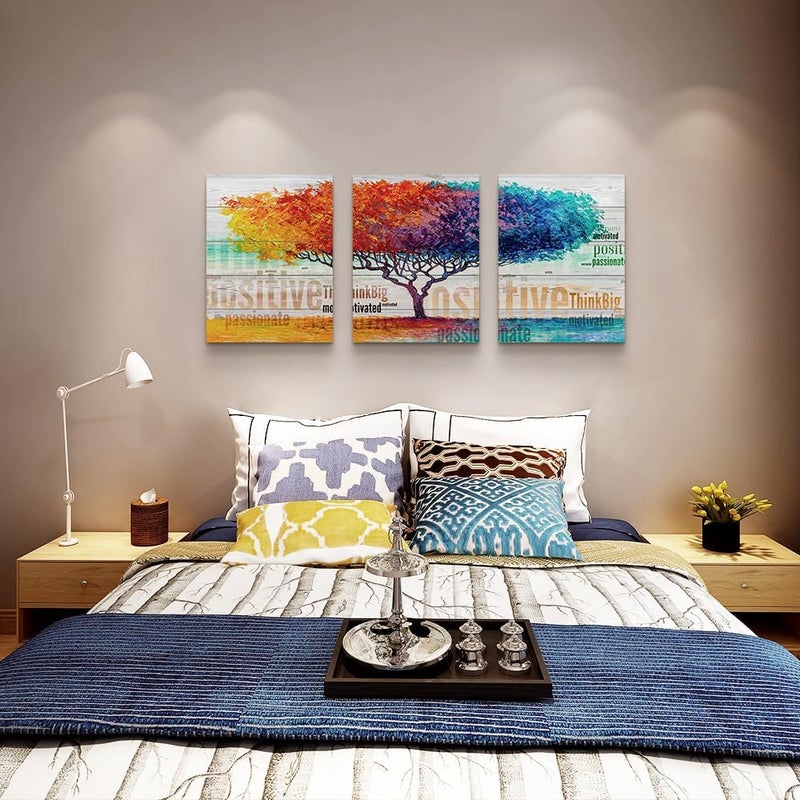 Lapremoly Abstract Color Tree Canvas Wall Art - 3 Piece Set - Image 5