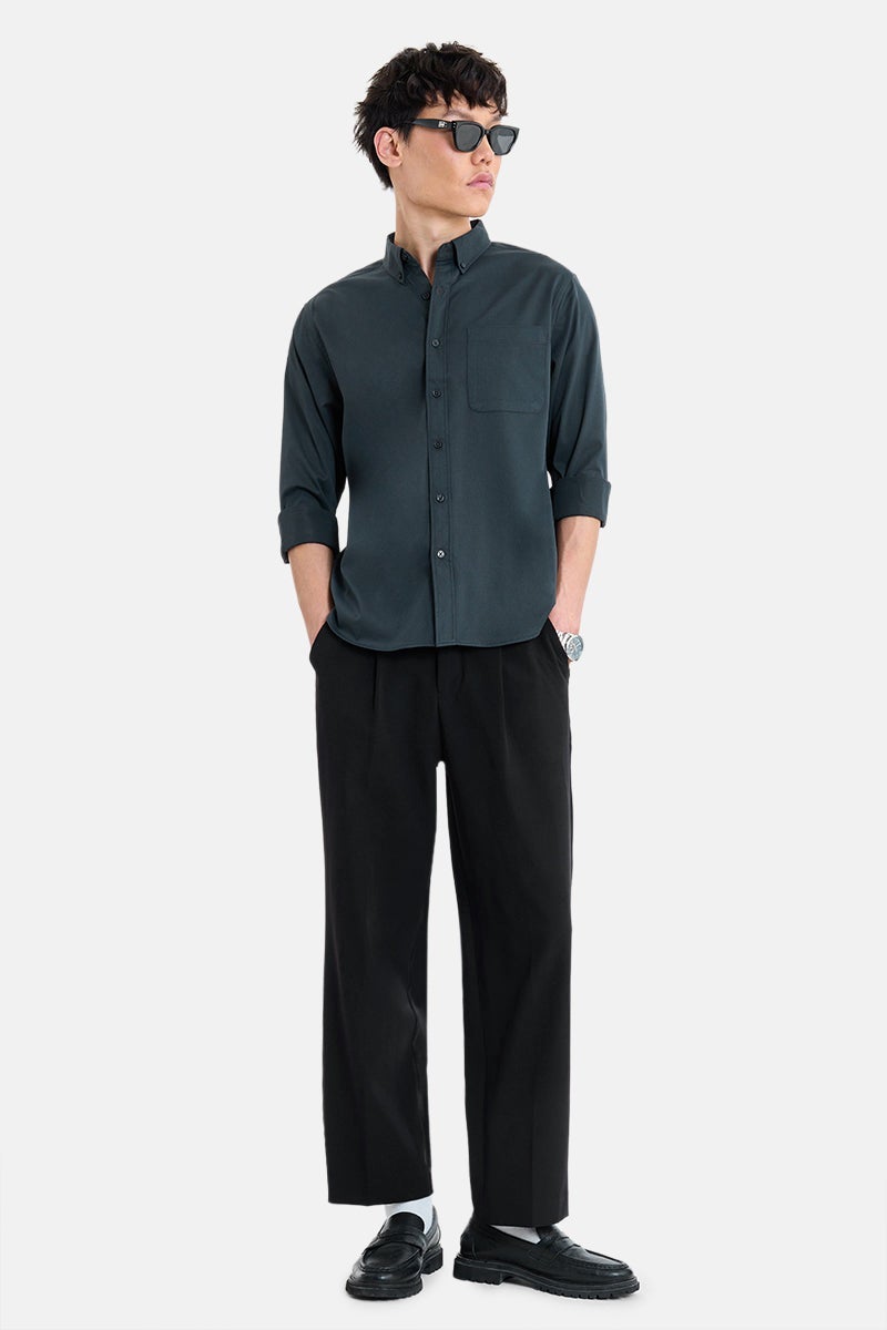 SNITCH Navy Solid Long Sleeve Regular Fit Shirt - Image 2