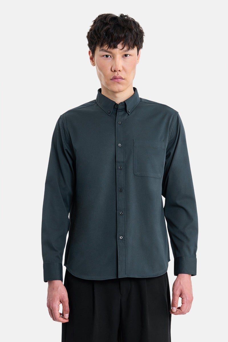 SNITCH Navy Solid Long Sleeve Regular Fit Shirt - Image 1