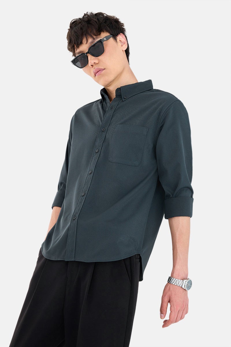 SNITCH Navy Solid Long Sleeve Regular Fit Shirt - Image 3