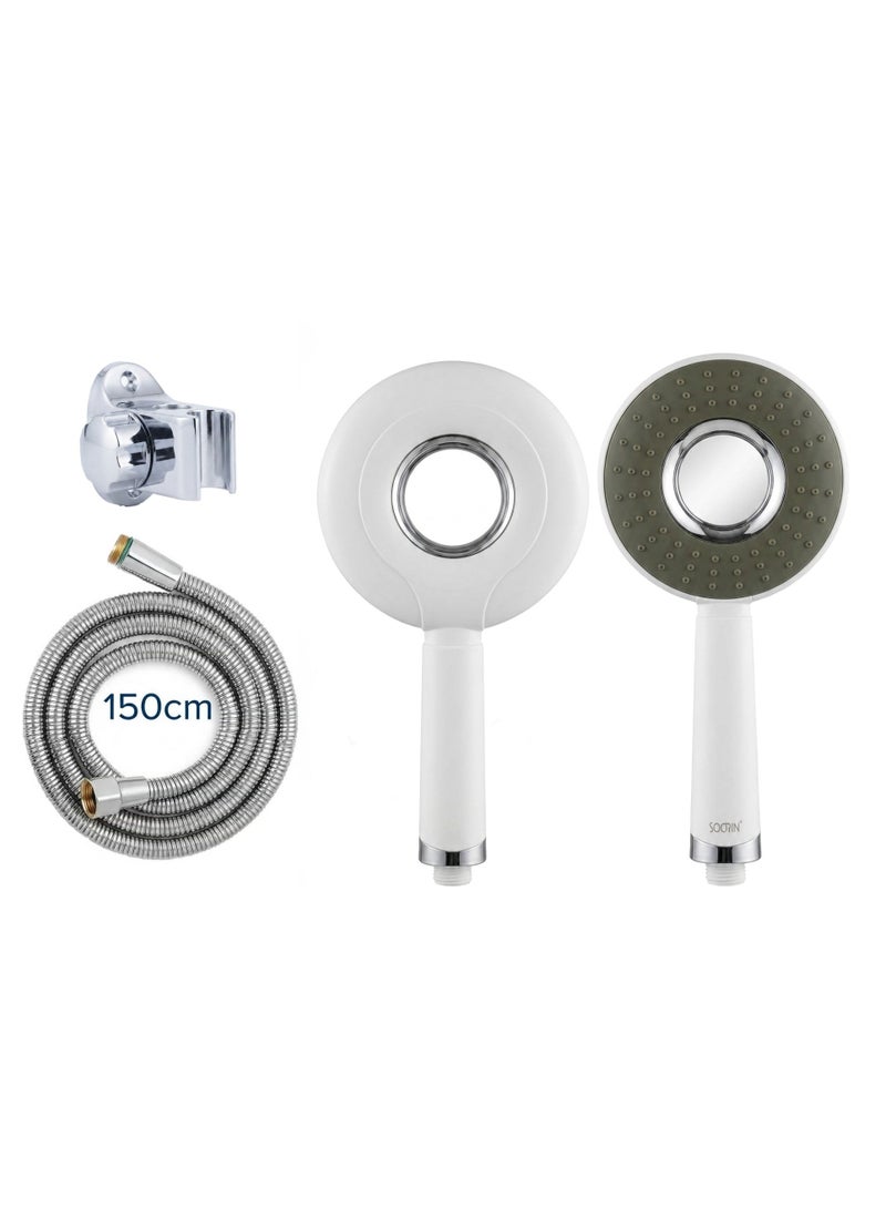 Pressure Handheld Shower Head Set - Includes Flexible Hose and Wall Mount Holder, Premium Chrome Finish Modern Design. - Image 1