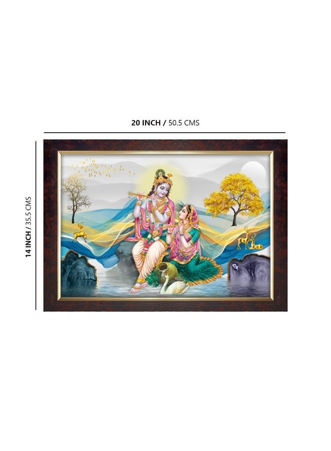 Dharvika Innovations Dharvika Innovations Radha Krishna Photo Frame Big Size Home Decoration with Sparkle Coated Lamination (14x20 Inch) - 20513 - Image 2