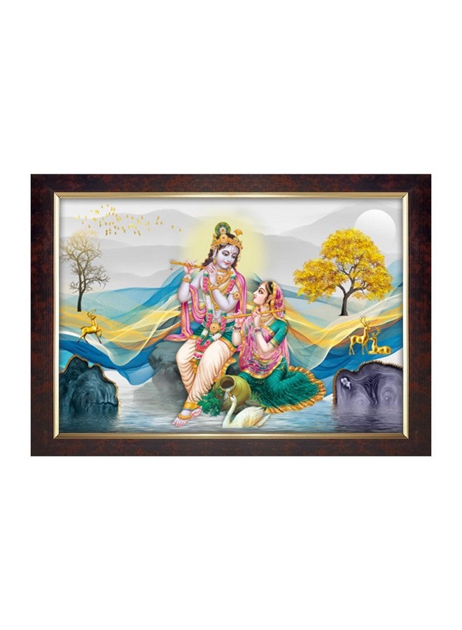 Dharvika Innovations Dharvika Innovations Radha Krishna Photo Frame Big Size Home Decoration with Sparkle Coated Lamination (14x20 Inch) - 20513 - Image 1