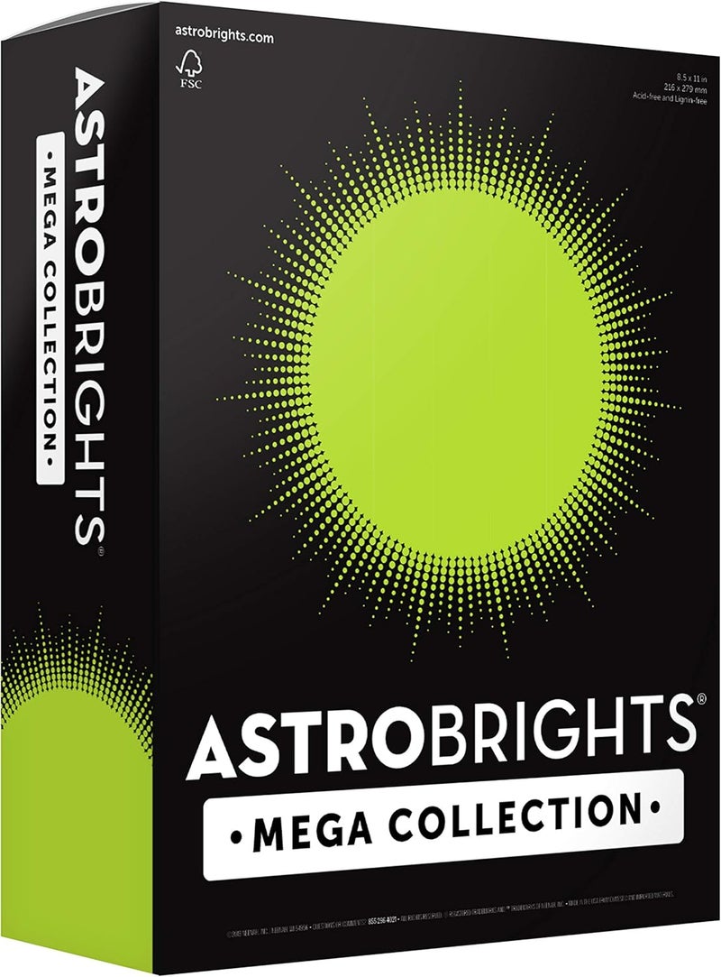Astrobrights Mega Collection, Colored Cardstock, Neon Green, 320 Sheets, 65 lb/176 gsm, 8.5" x 11" - MORE SHEETS! (91679) - Image 1
