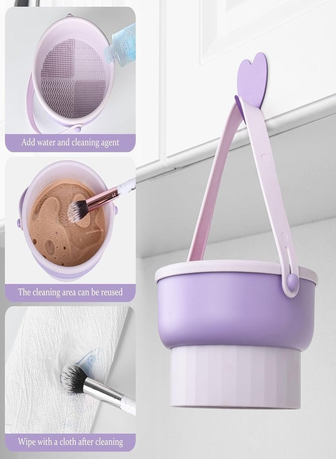 STHITI Makeup Brush Cleaning Mat, 3 In 1 Silicone Makeup Brush Cleaner Bowl with Brush Drying Holder, Makeup Brush Scrubber for Makeup Brush, Makeup Sponge, Powder Puff - Image 3