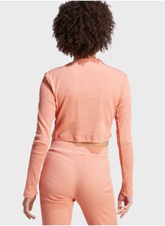 Adidas Lounge Ribbed Crop Long-Sleeve Top  - Image 2