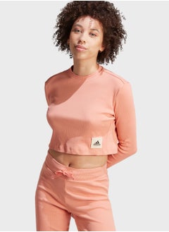 Adidas Lounge Ribbed Crop Long-Sleeve Top  - Image 1