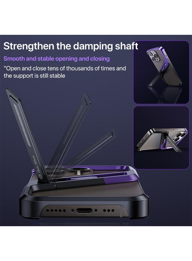 S-TOP Case For iPhone 15 Pro S-shaped Stand Frameless Metal Phone Case - Image 5