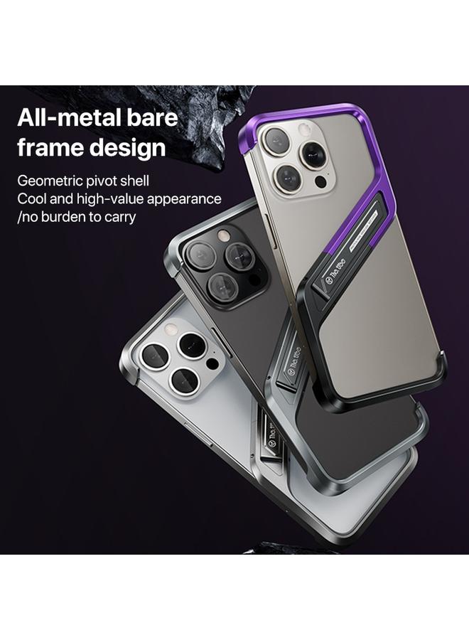 S-TOP Case For iPhone 15 Pro S-shaped Stand Frameless Metal Phone Case - Image 2