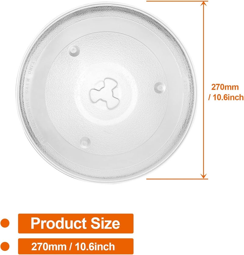JMIATRY Microwave Turntable Glass Plate, 270mm Microwave Plate Replacement with 6 Fixers, Microwave Glass Plate with Turntable Ring and Support - Image 2