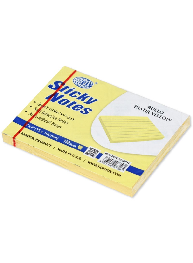 FIS دفتر ملاحظات لاصق FIS، 3X4 بوصة، عبوة من 12، أصفر نيون مخطط -FSPO3X4RNYL - Image 2