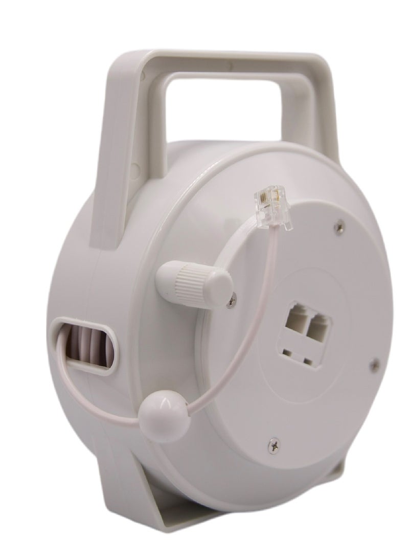 Hi-Tech Hi-Tech Telephone Extension Cable Reel 15m – Durable & Tangle-Free Wire for Landlines & Office Phones, Compact Reel Design, White  - Image 1