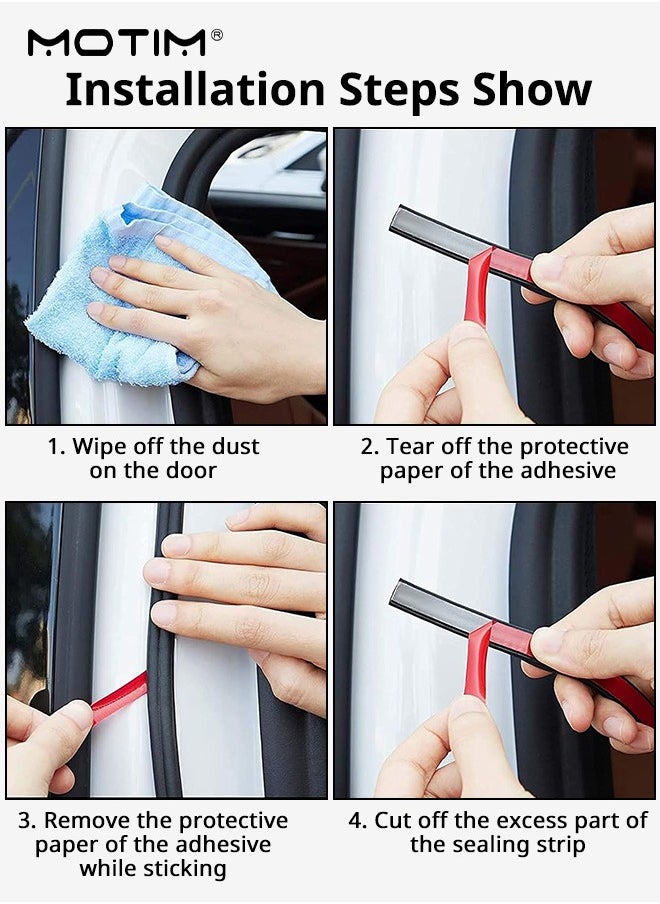 Motim 16.4 Ft/5M, B Shape Universal Self Adhesive Car Rubber Weather Draft Seal Strip, Anti-Collision Noise Seal Strip, Dustproof Protection, Car Door Edge Trim Seal Strip Weather Stripping  - Image 4