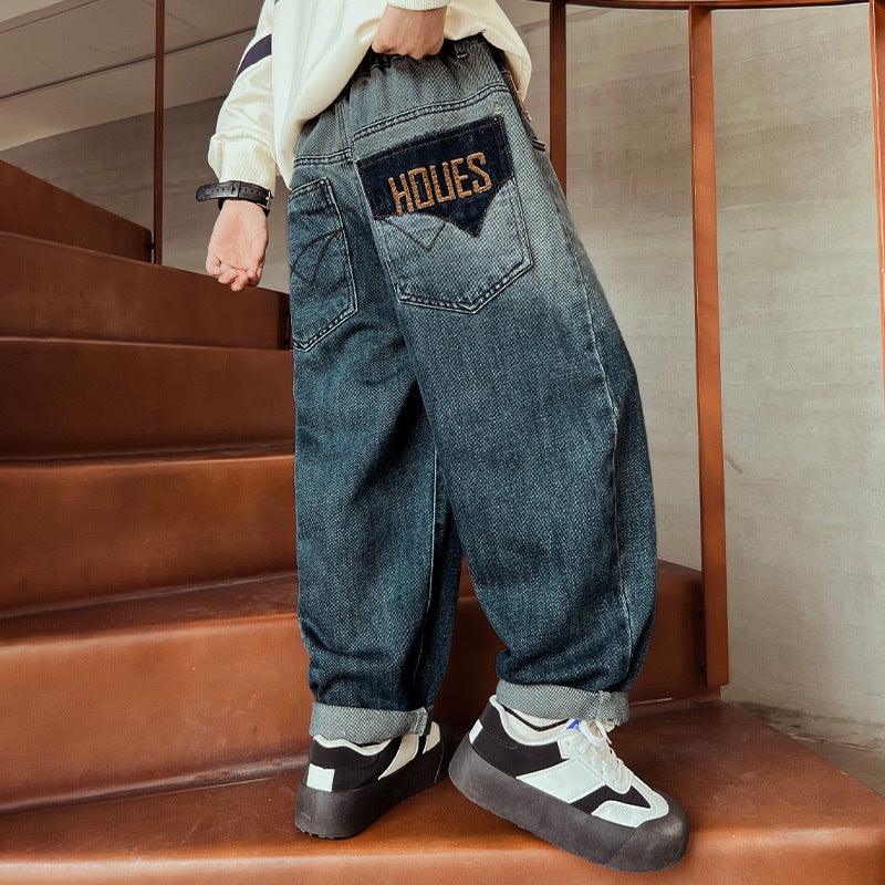 Z1282 Early Yang Boys Loose Jeans Big Kids Stylish Fashionable Trendy Long Pants For Children - Image 1