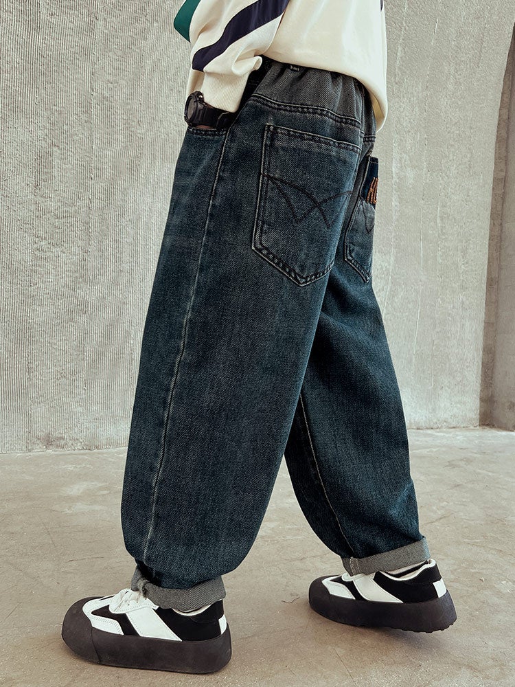 Z1282 Early Yang Boys Loose Jeans Big Kids Stylish Fashionable Trendy Long Pants For Children - Image 5
