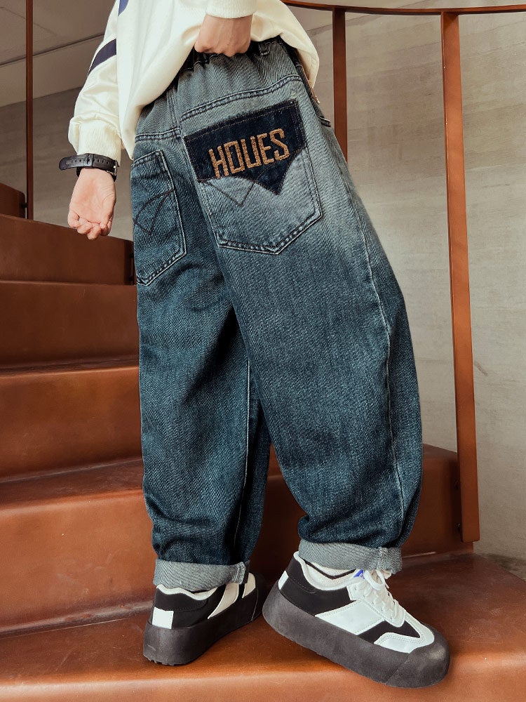 Z1282 Early Yang Boys Loose Jeans Big Kids Stylish Fashionable Trendy Long Pants For Children - Image 3