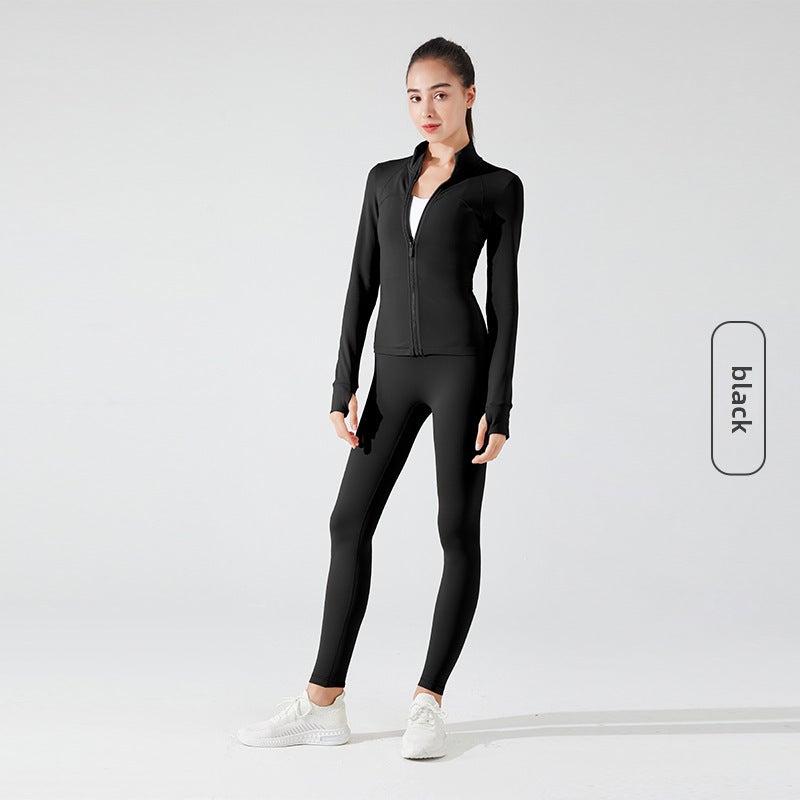 Generic Womens Fleece-Lined Yoga Jacket for Fall/Winter Black [warm melt fleece-lined]] 