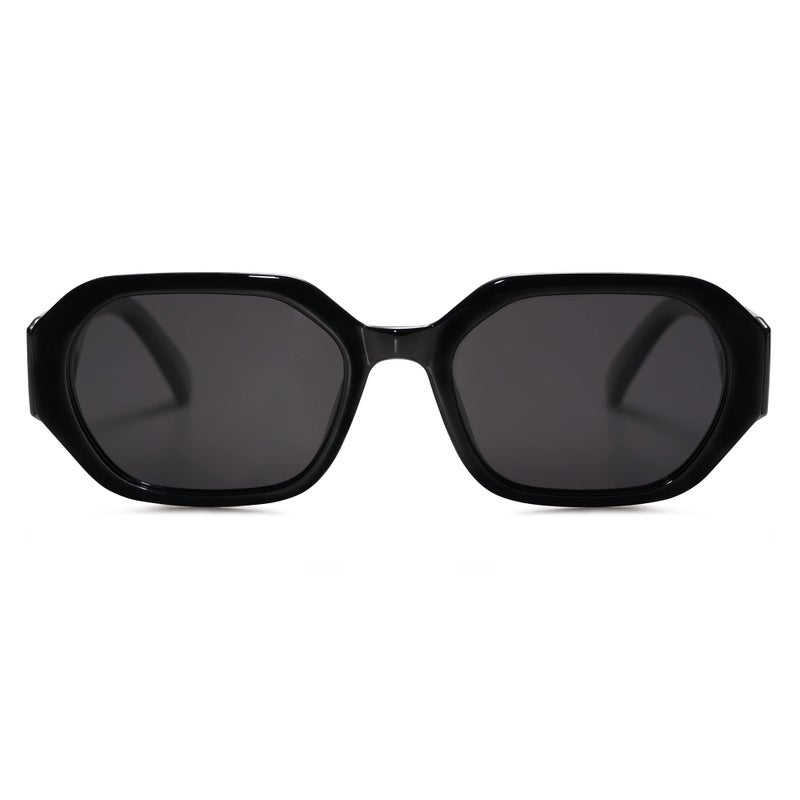 SOJOS Polarized Sunglasses For Women Retro Rectangle Womens Sun Glasses Trendy Narrow Square 90s Shades SJ2232 Black Grey Lens - Image 2
