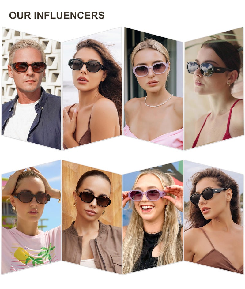 SOJOS Polarized Sunglasses For Women Retro Rectangle Womens Sun Glasses Trendy Narrow Square 90s Shades SJ2232 Black Grey Lens - Image 3