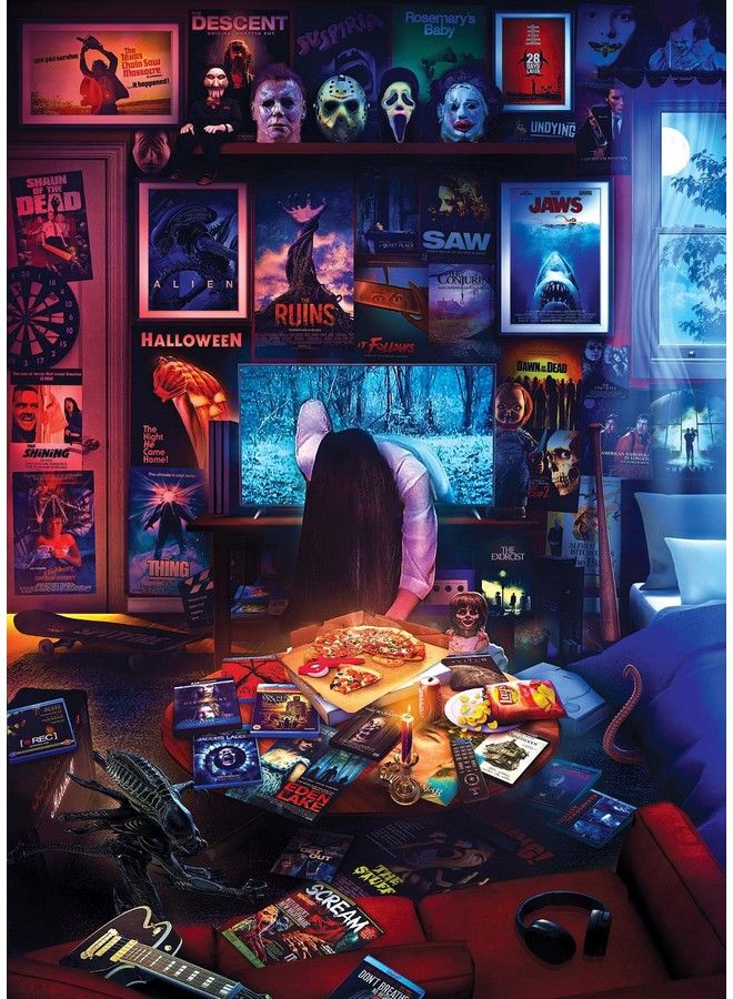 Toynk House Of Horrors And Scary Movies 1000 Piece Jigsaw Puzzle By Rachid Lotf ; Interactive Brain Teaser Board Game For Adults Educational Toys & Games ; 28 X 20 Inches - Image 2