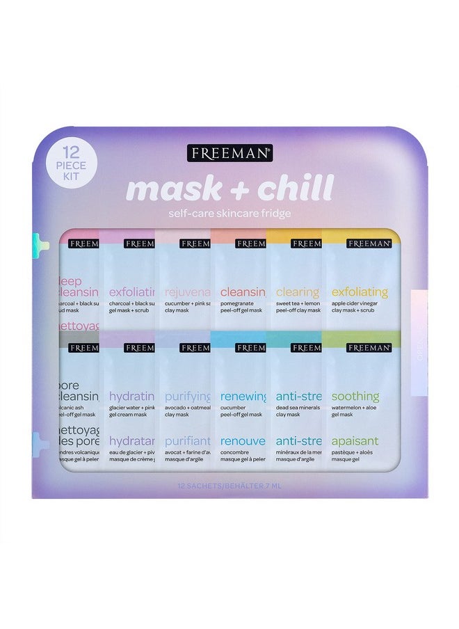 Freeman - Limited Edition Mask & Chill Self Care Skincare Mask Holiday Kit Face Masks To Exfoliate Hydrate Relieves Stress And Refines Pores Facial Mask Variety 12 Piece Gift Set - Image 1