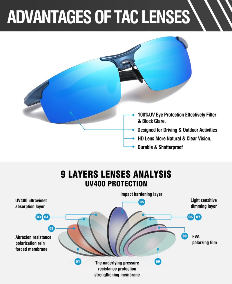 DUCO Mens Sports Polarized Sunglasses UV Protection Sunglasses for Men 8177s - Image 5