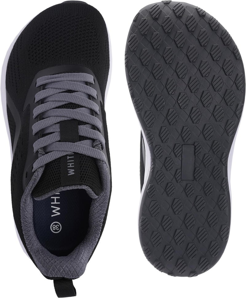WHITIN Womens Wide Toe Box Walking Shoes Lightweight Athletics Road Running Breathable Mesh Outdoor Cushioned Rubber Outsole Sneakers for Female Size 9 Black Grey 40 - Image 4