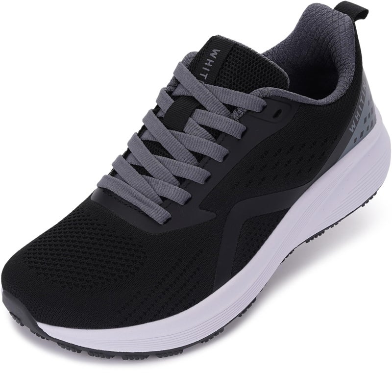 WHITIN Womens Wide Toe Box Walking Shoes Lightweight Athletics Road Running Breathable Mesh Outdoor Cushioned Rubber Outsole Sneakers for Female Size 9 Black Grey 40 - Image 1