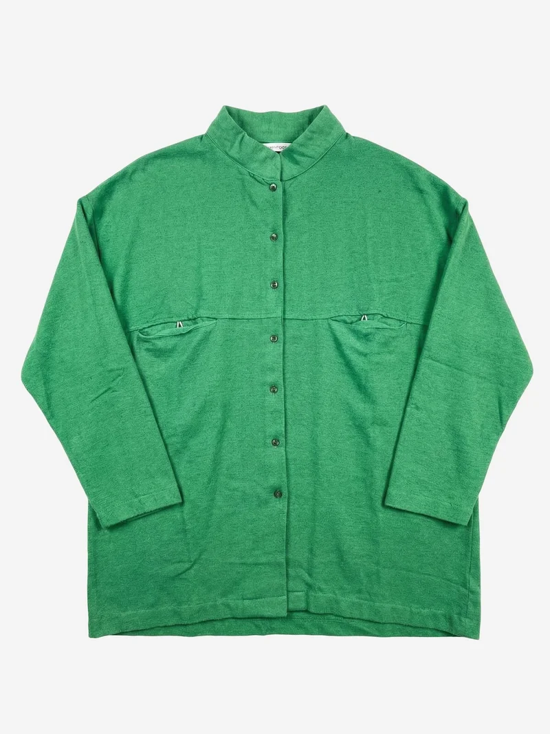 My Fashion Green MY FASHION Oversized Linen-Blend Long Sleeve Shirt for Women | Best Price UAE