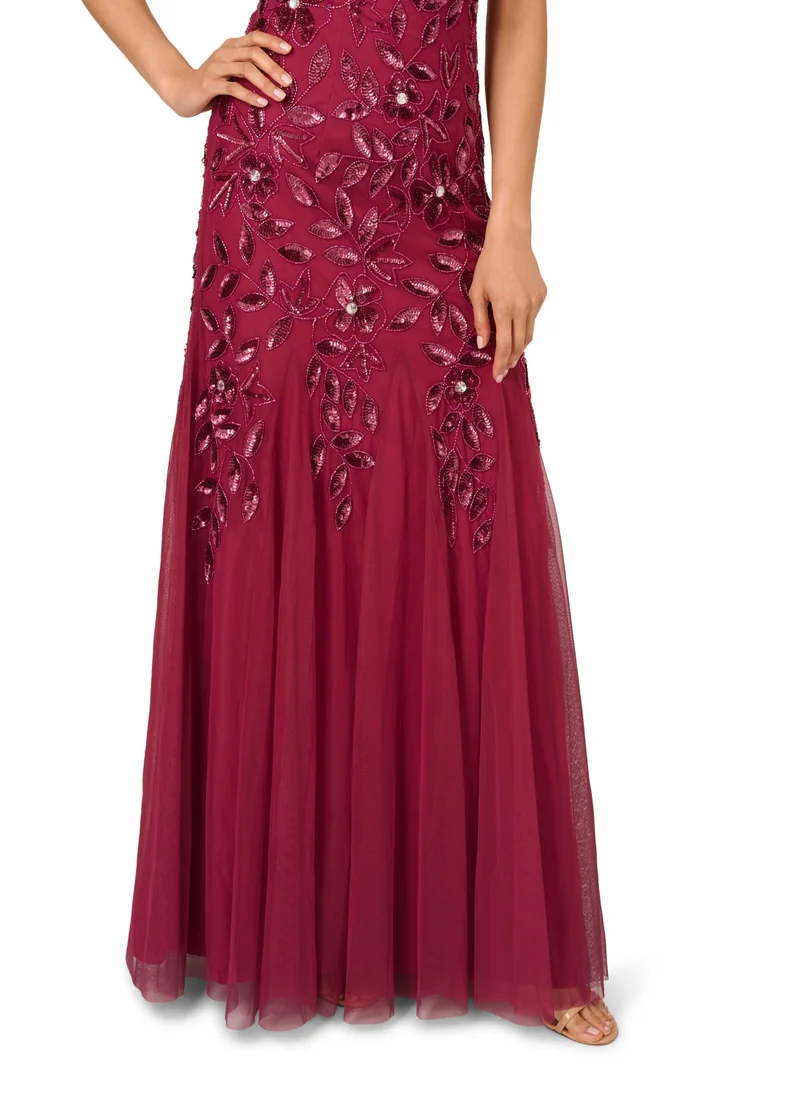 ادريانا بابيل Floral Sequin Gown Dress